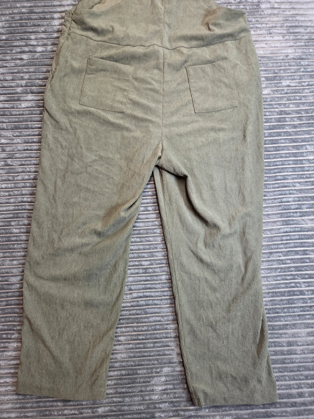 Olive Green Ribbed Overalls